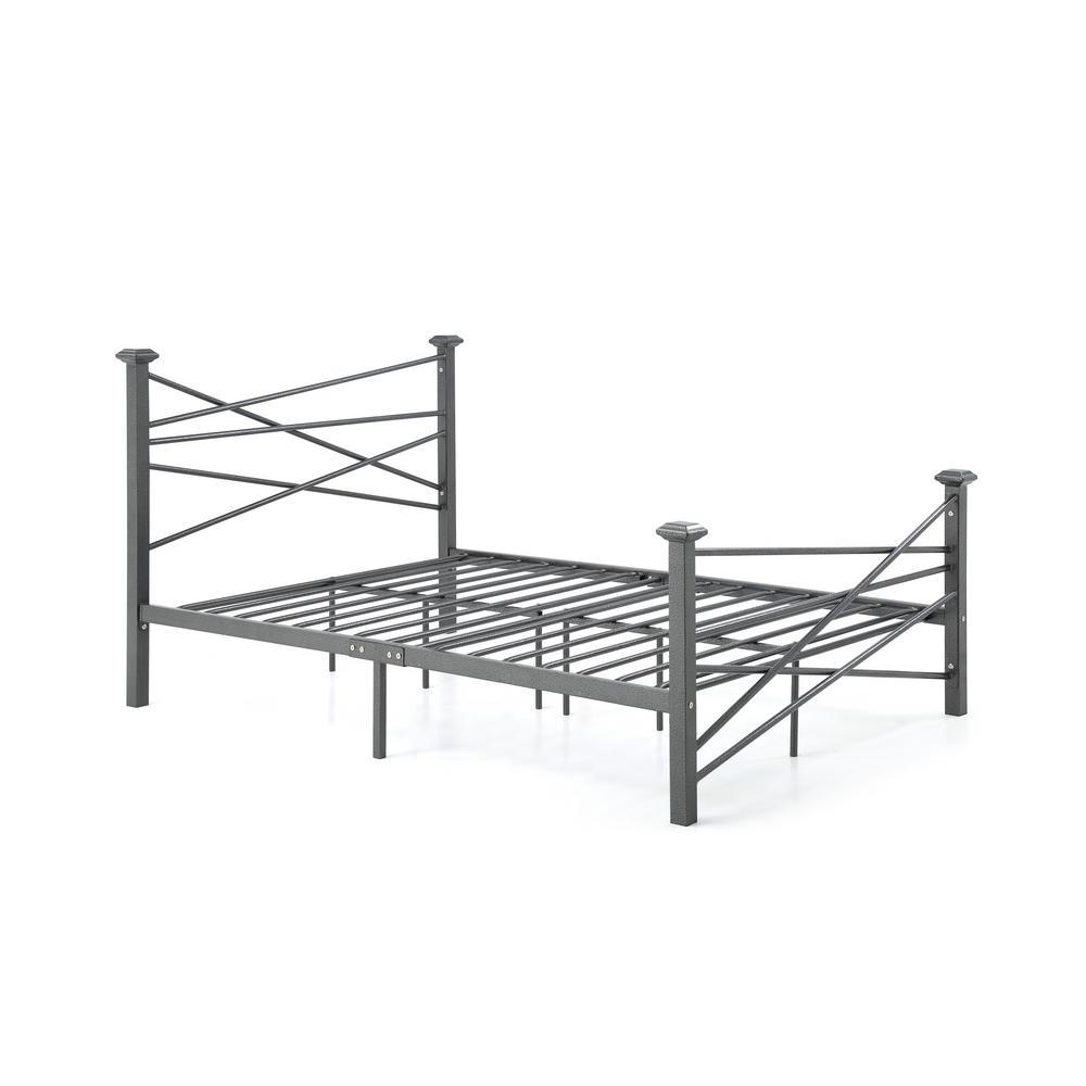 Hodedah Complete Metal Charcoal Queen Bed With Headboard