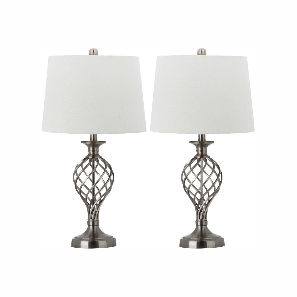 Safavieh Lattice Urn 26 75 In Nickel Table Lamp Set Of 2