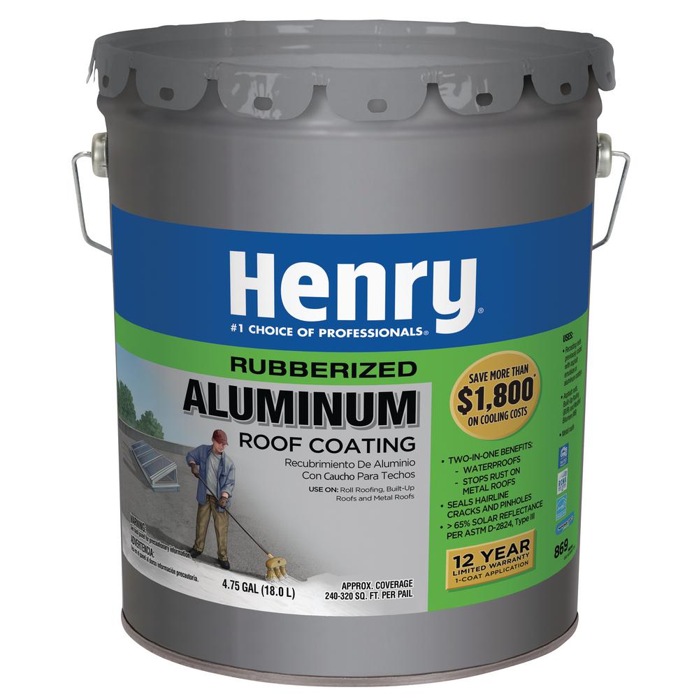 Henry 4 75 Gal Rubberized Aluminum Reflective Roof Coating He869079 The Home Depot