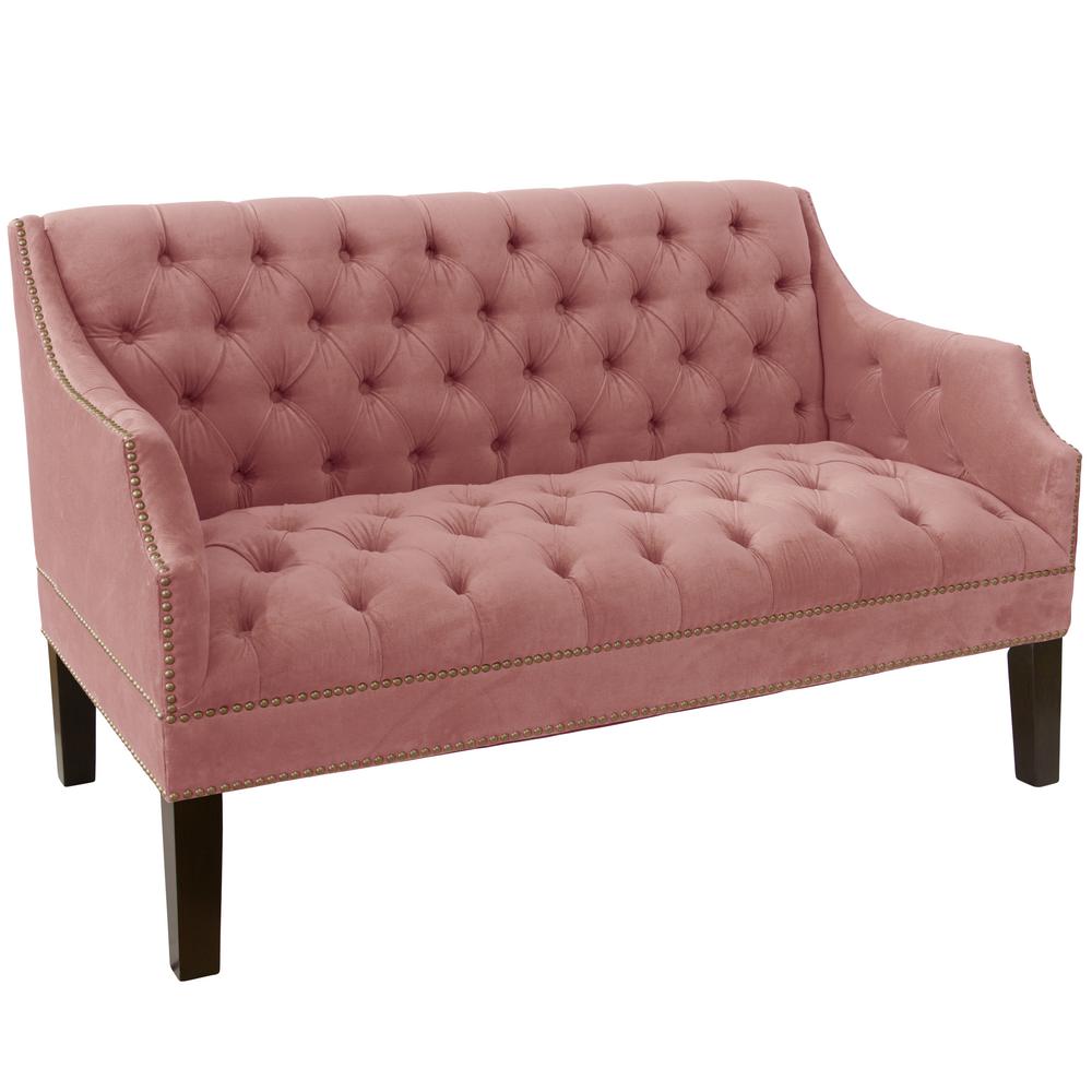Tufted Pink Fabric Sofas Loveseats Living Room Furniture Regal Mahny Rose Diamond Tufted Nail On Settee