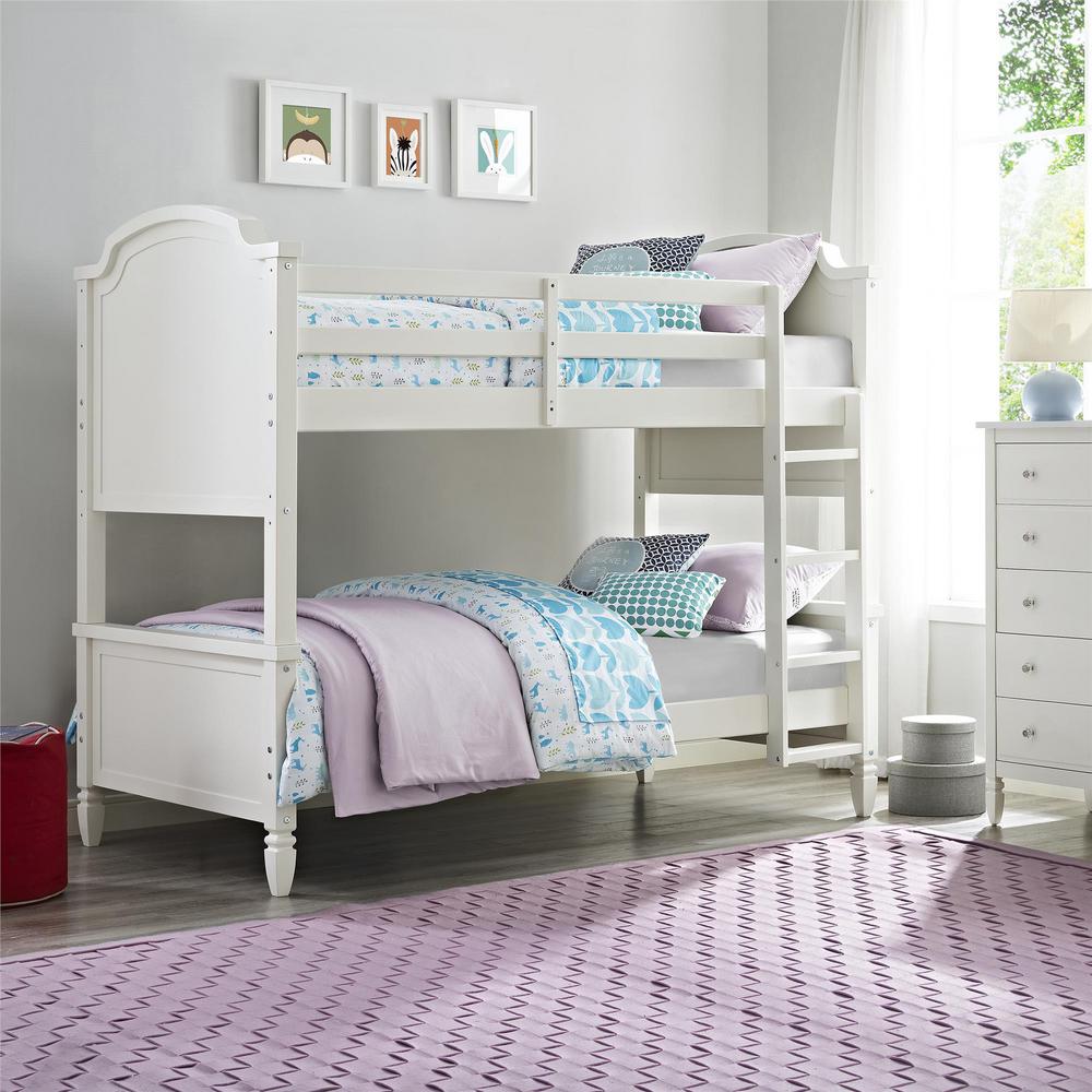 Dorel Living Vivienne White Twin Over Bunk Bed Fa1010bb The Vivienne White Twin Over Bunk Bed