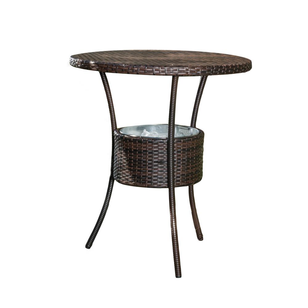 Noble House Oyster Bay Multi Brown Wicker Outdoor Accent Table 2748 The Home Depot