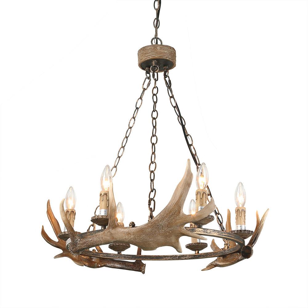 Lnc 6 Light Brown Antler Pendant A03434 The Home Depot