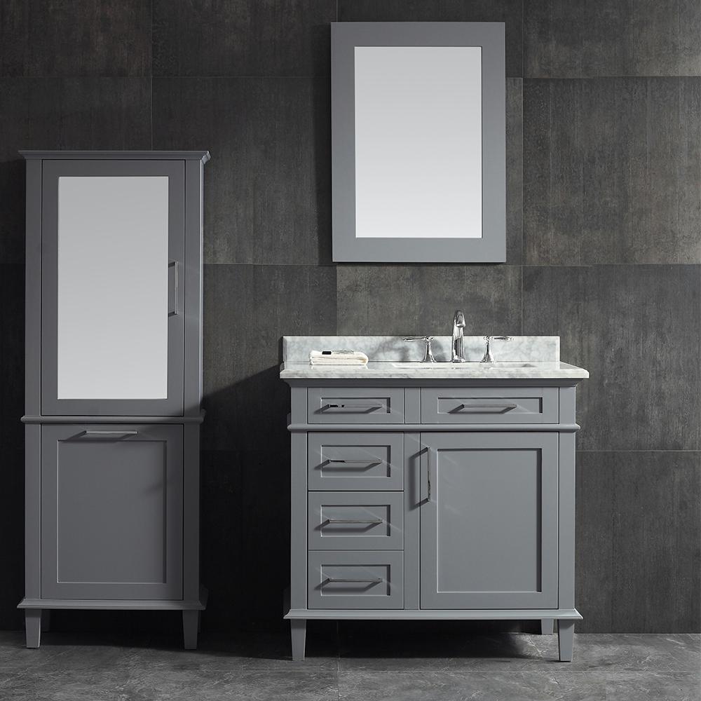 Home Decorators Collection Sonoma 36 In W X 22 In D Bath Vanity In Pebble Grey With Carrara Marble Top With White Sinks 8105100240 The Home Depot