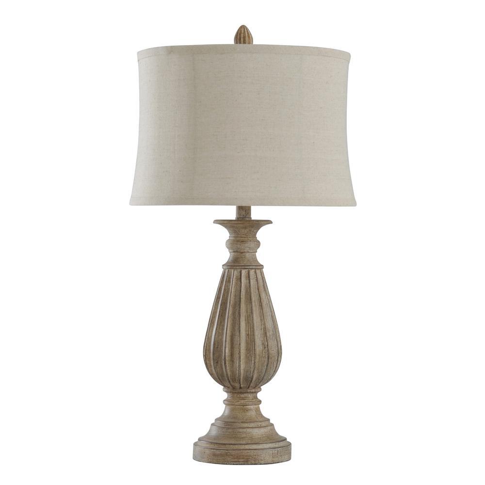 Stylecraft 29 In Brown With Black Tint Table Lamp With Beige Softback Fabric Shade L315809ds The Home Depot