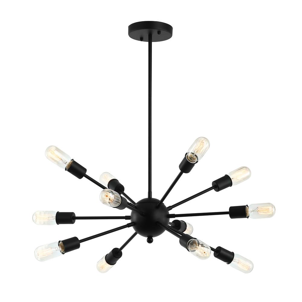 Light Society Meridia 12 Black Sputnik Style Chandelier Ls