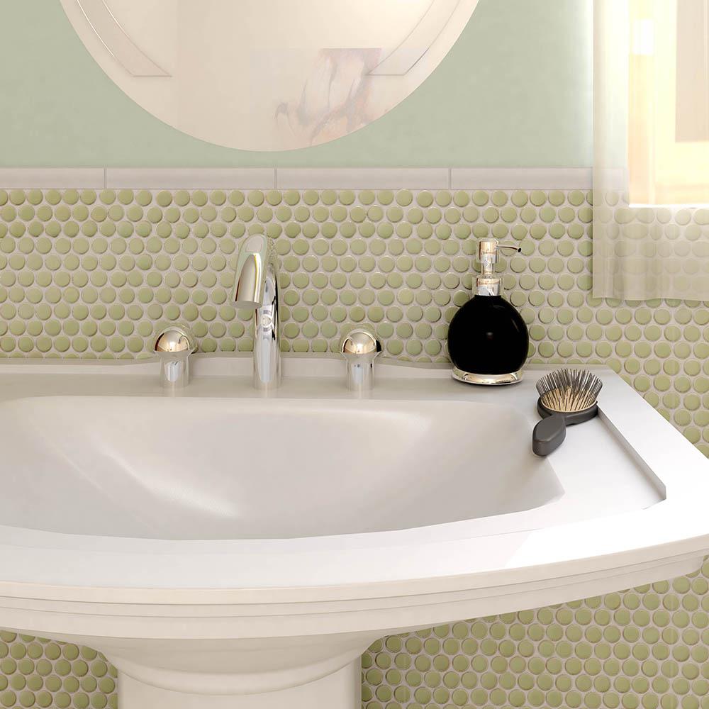 Merola Tile Hudson Penny Round Light Green 12 In X 12 5 8 In X 5