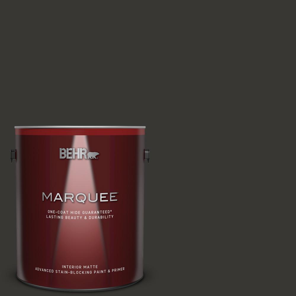 Behr Marquee 1 Gal Black One Coat Hide Matte Interior Paint And Primer In One