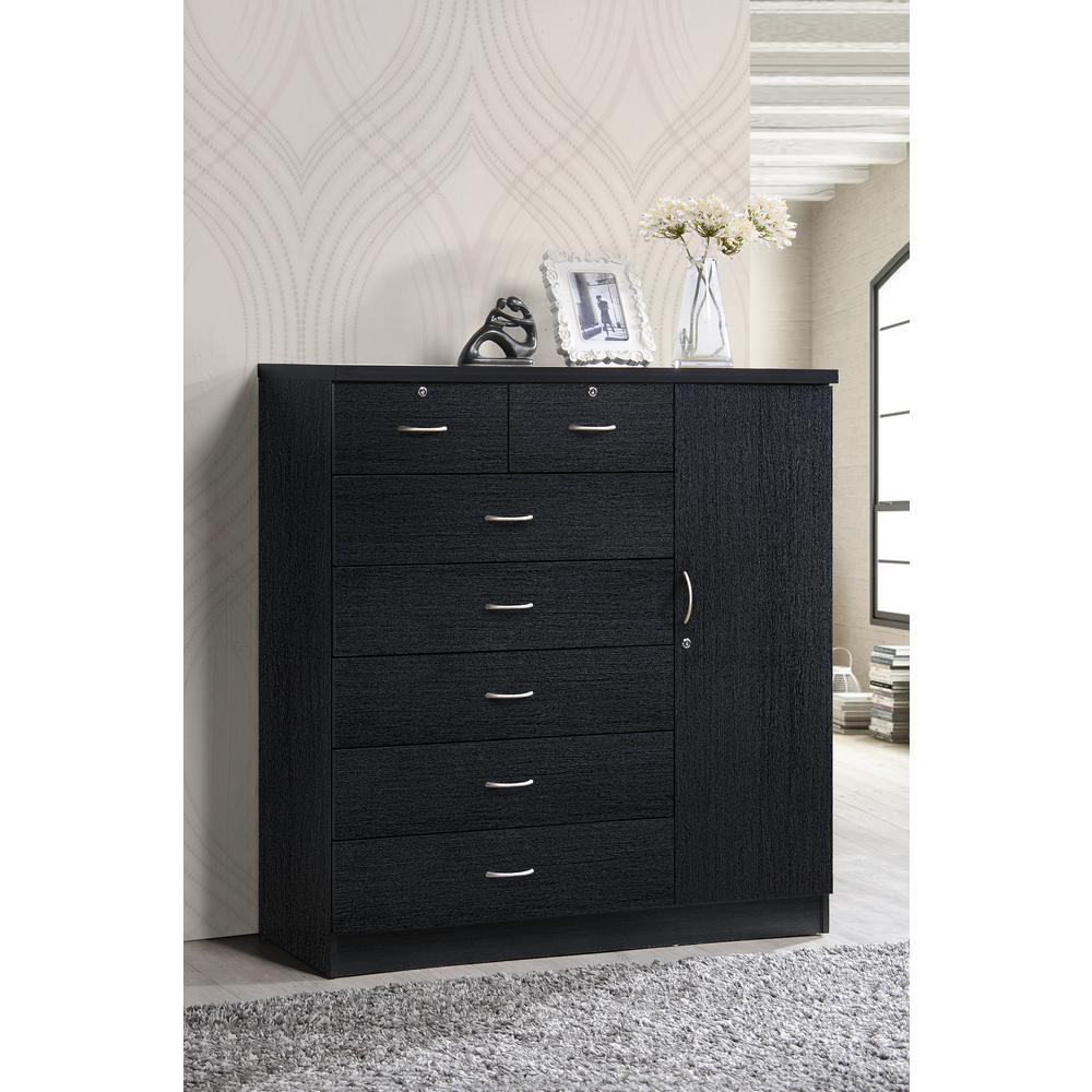 Hodedah 7Drawer Black Chest with DoorHI71DR Black The Home Depot