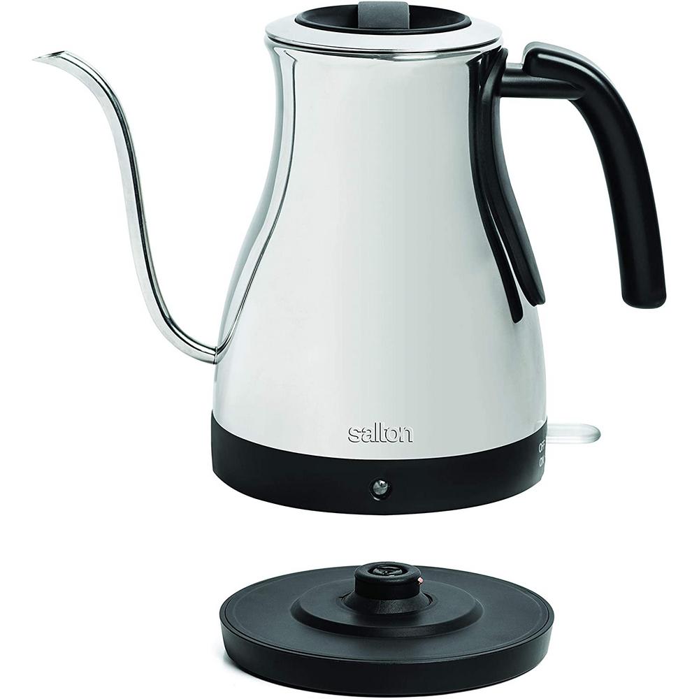 black and stainless steel kettle