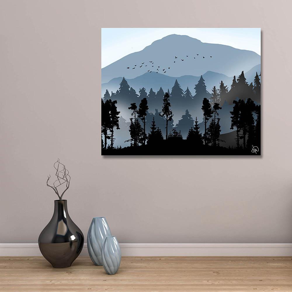 20 In X 24 Fog Over Blue Mountains Wrapped Canvas Wall Art Print