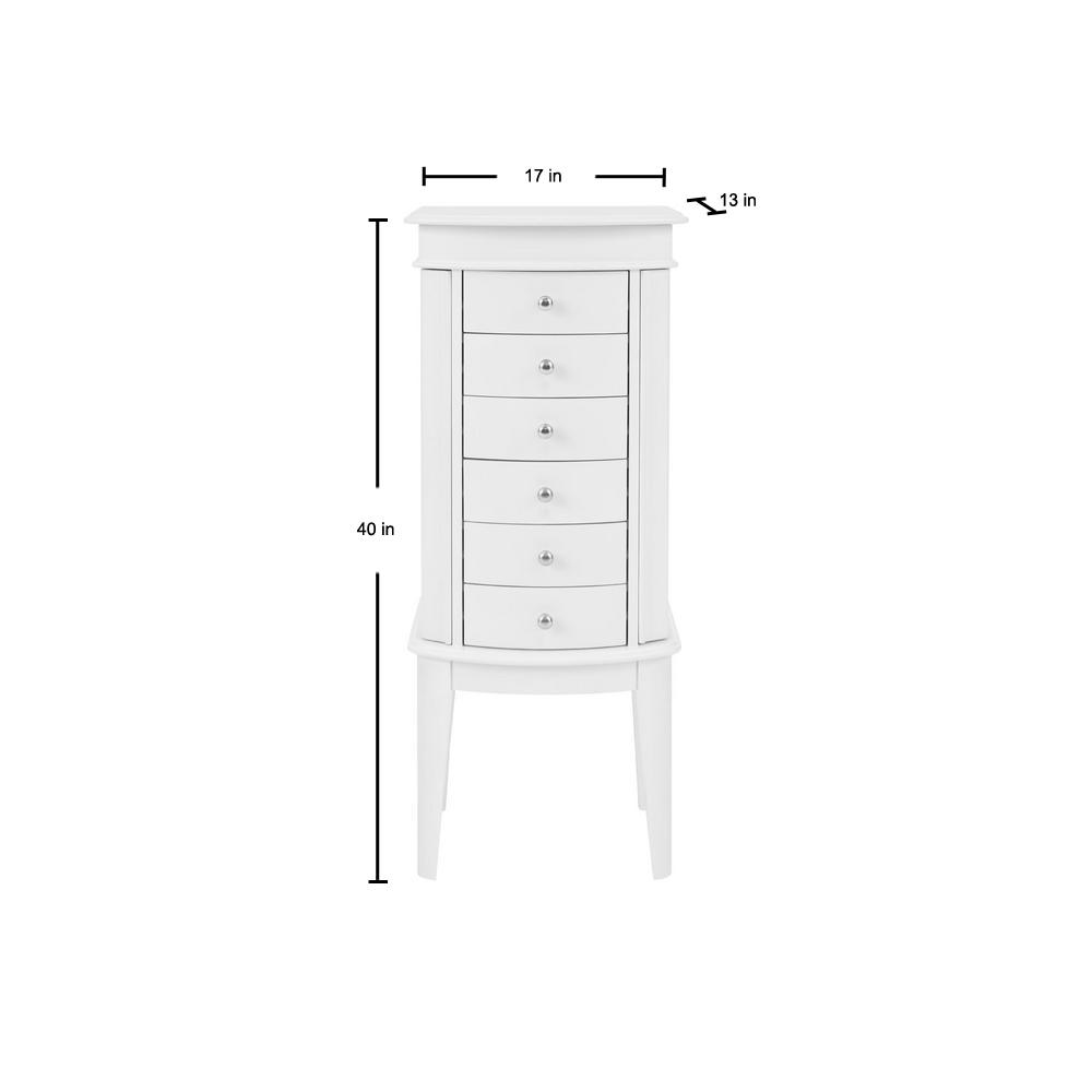 Stylewell Stylewell 6 Drawer White Wood Jewelry Armoire With