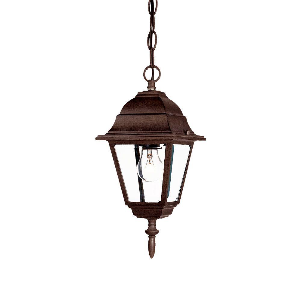 Outdoor Pendants Ceiling Lighting The Builder S Choice Collection 1 Light Burled Walnut Outdoor Hanging Lantern