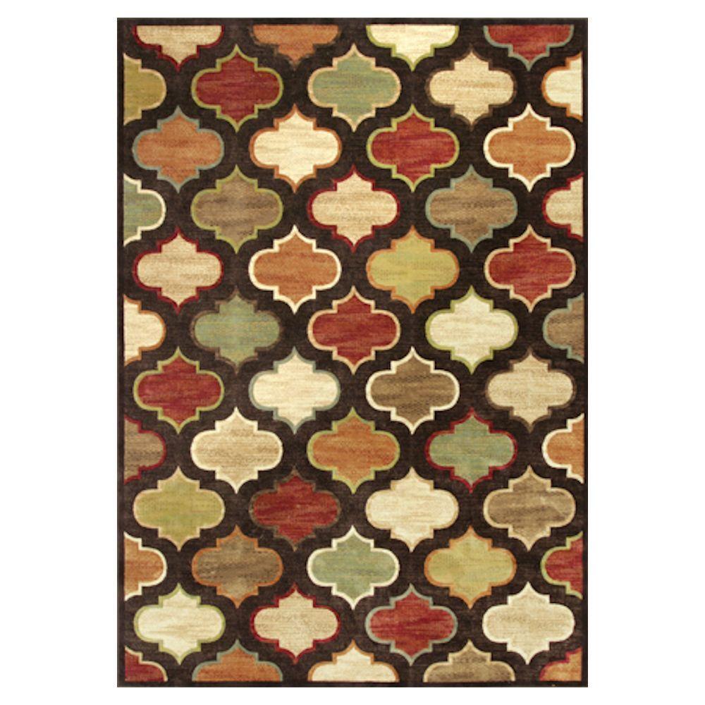 Kas Rugs Let's Go Morocco Brown/Green 7 ft. 10 in. x 11 ft. 2 in. Area
