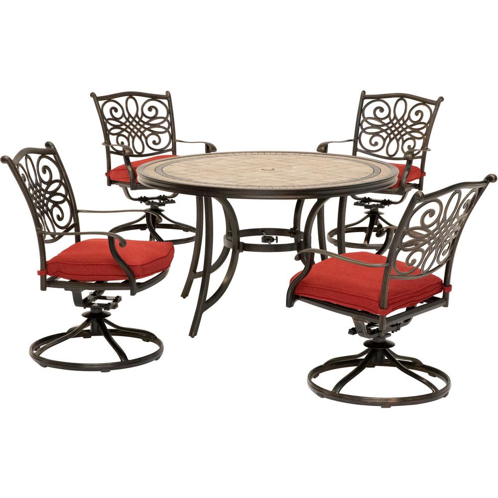 Hanover Monaco 5 Piece Aluminum Outdoor Dining Set With 4 Swivel Rockers And Red Cushions Mondn5pcsw The Home Depot - Monaco Rattan Patio Set Hanover Monaco 5 Piece Aluminum Outdoor Dining Set With 4 Swivel Rockers And Red Cushions Mondn5pcsw The Home Depot - Monaco Rattan Patio Set