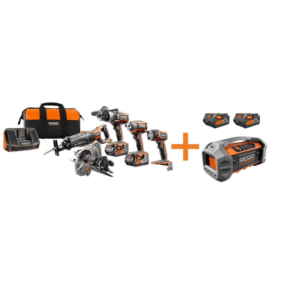 Ridgid 18-Volt GEN5X Cordless Lithium-Ion Combo Kit (6-Tool) with (4) 4.0Ah... by RIDGID