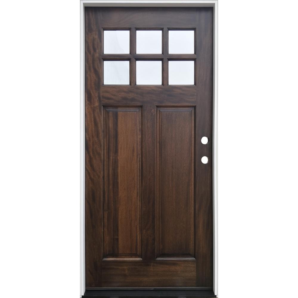 Pacific Entries 36 In X 80 In Espresso Lh Inswing 6 Lite Clear Insulated Glass Stained Mahogany Prehung Front Door W 6 9 16 In Jamb