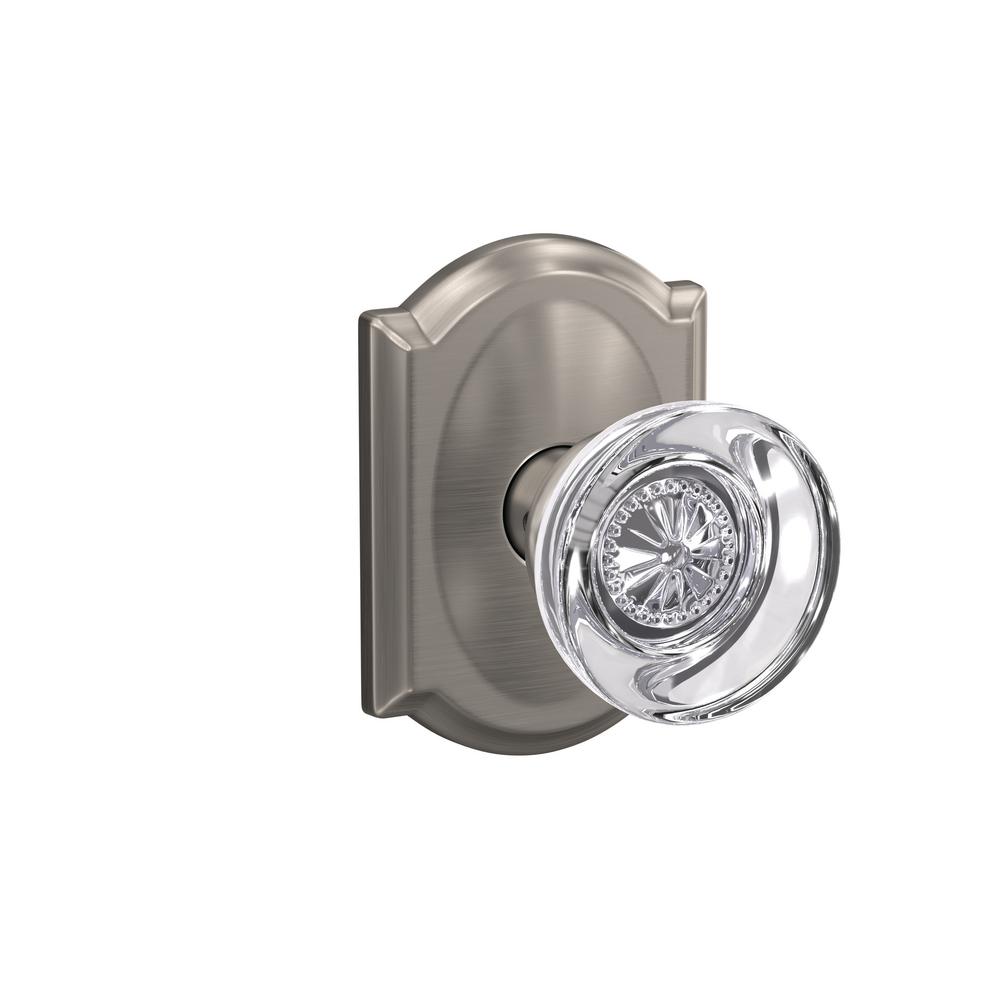 Schlage Custom Hobson Satin Nickel Camelot Trim Dummy Glass Door