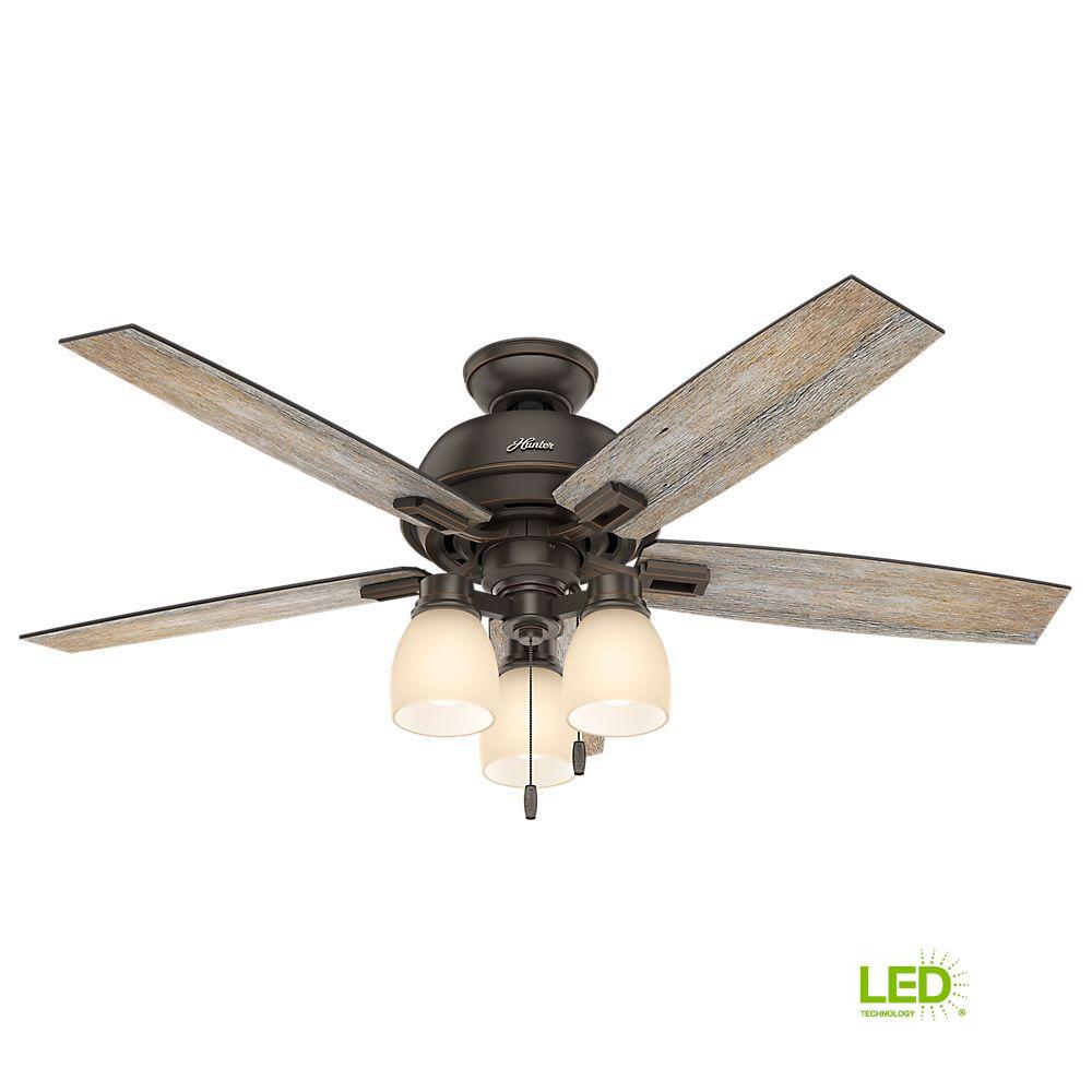 Hunter Crown Canyon 52 In Indoor Regal Bronze Ceiling Fan 53331 Led Indoor Onyx Bengal Bronze Ceiling Fan With