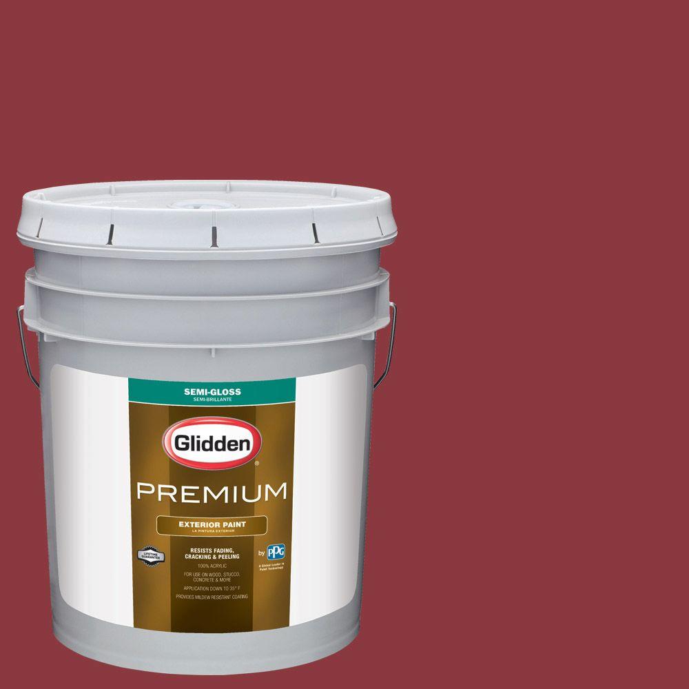 Glidden Premium 5 Gal Hdgr51 Red Delicious Semi Gloss Latex Hdgr51 Red Delicious Semi Gloss Latex Exterior Paint