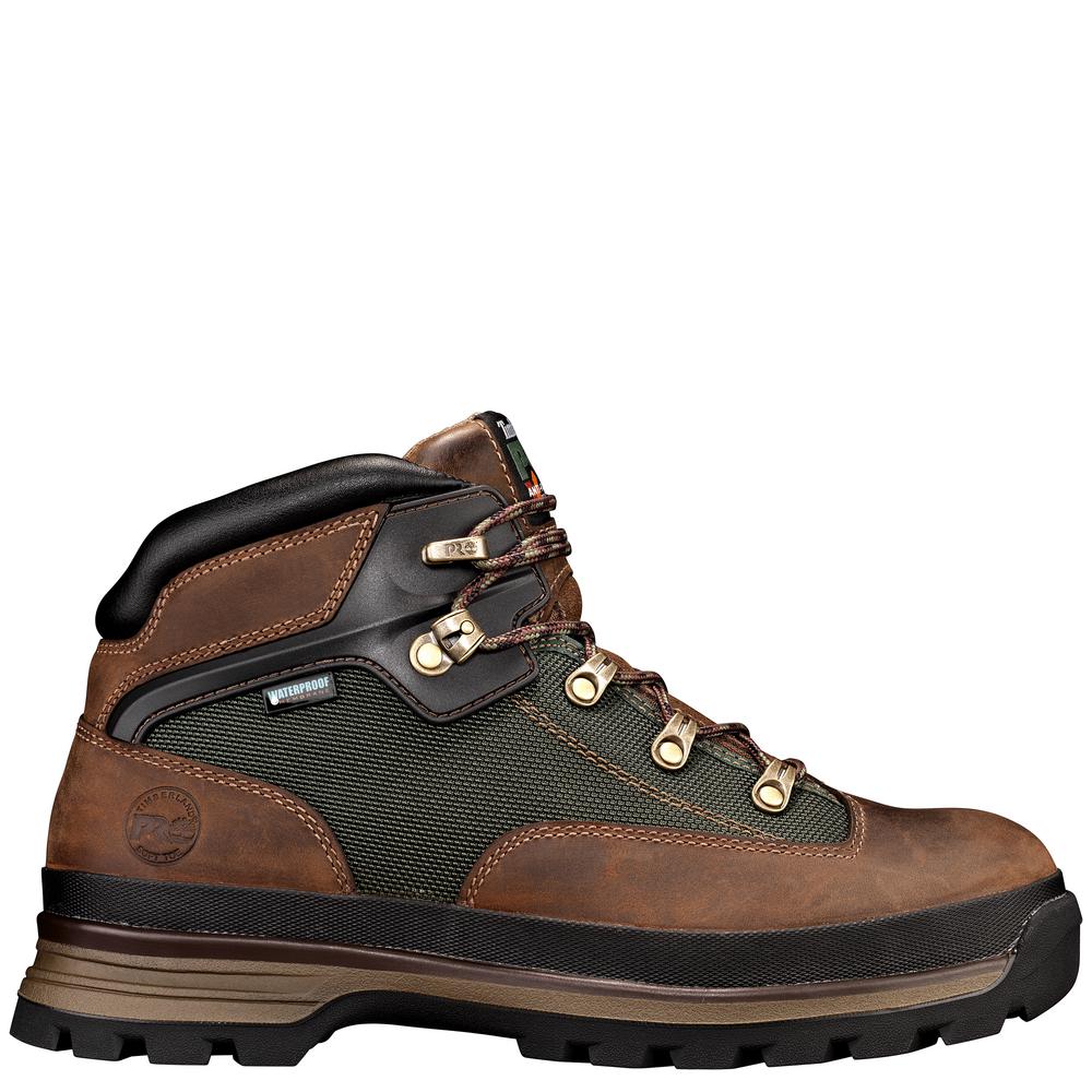 Timberland PRO Men's Eurohiker Waterproof Hiker Work Boot - Soft Toe - Brown Size 10.5 (M), Brown/Green was $150.0 now $75.0 (50.0% off)