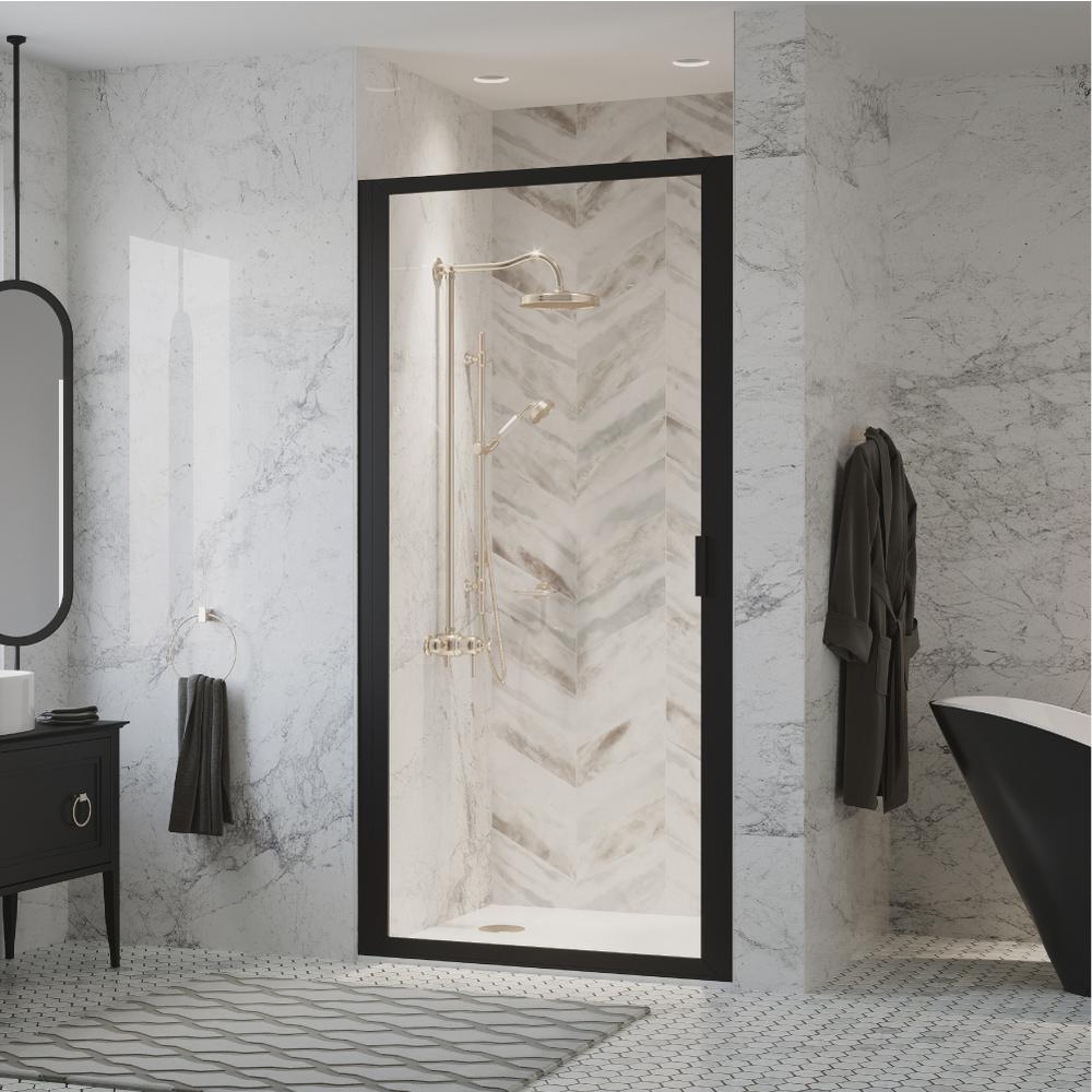 Coastal Shower Doors Paragon 30 In To 30 75 In X 70 In Framed Continuous Hinged Shower Door In Matte Black With Clear Glass P30 70o C The Home Depot