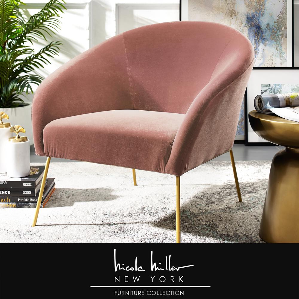Nicole Miller Darrell Blush Gold Velvet Accent Chair With Armless Nac105 02bh Hd The Home Depot Nicole Miller Darrell Blush Gold Velvet, Nicole Miller Furniture