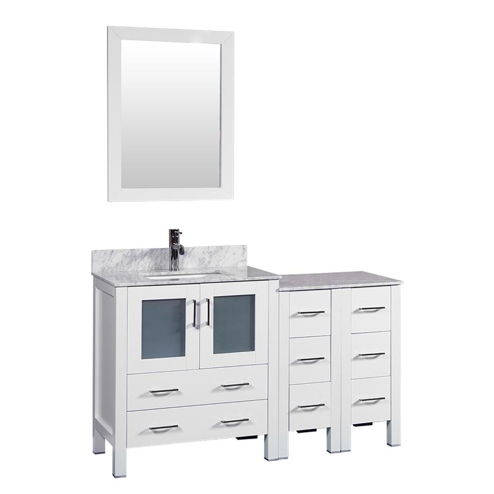 Bosconi 36 in. W Single Bath Vanity in Black with White Carrara Marble