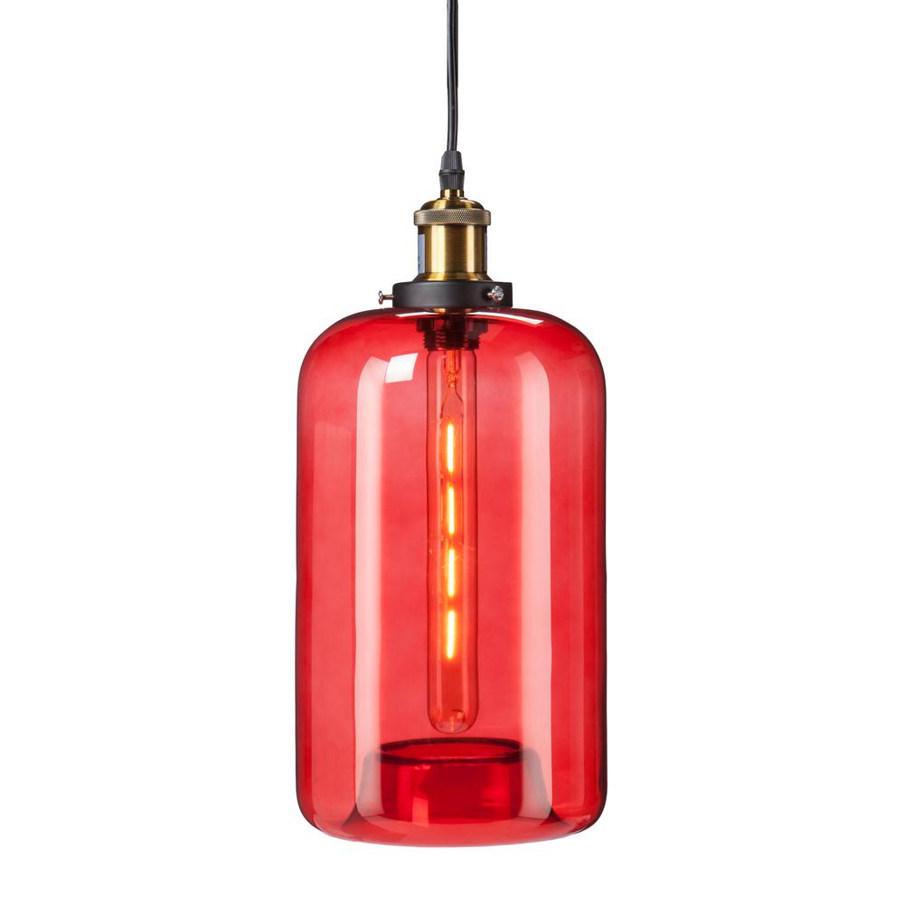 Red Glass Pendant Lights heather 1 light red colored glass mini pendant lamp