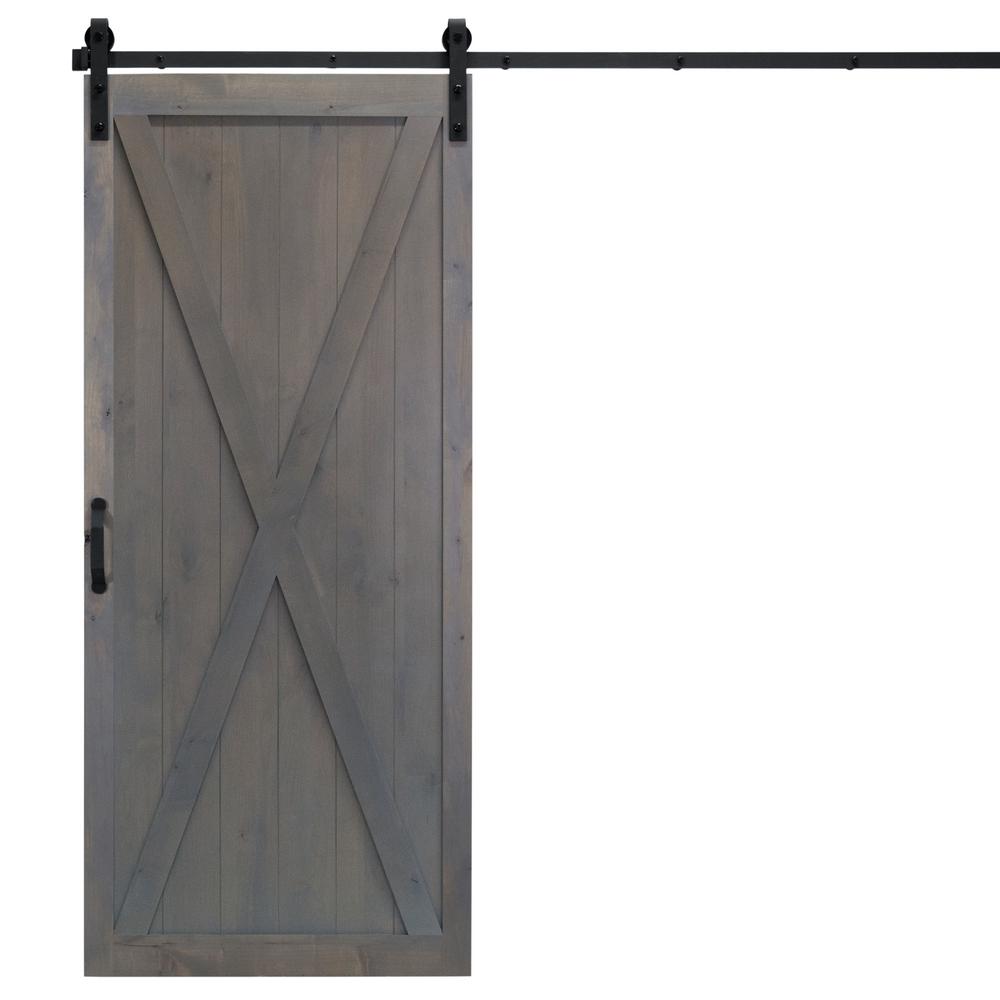42 in. x 84 in. Classic X Ash Gray Alder Wood Interior Barn Door Slab
