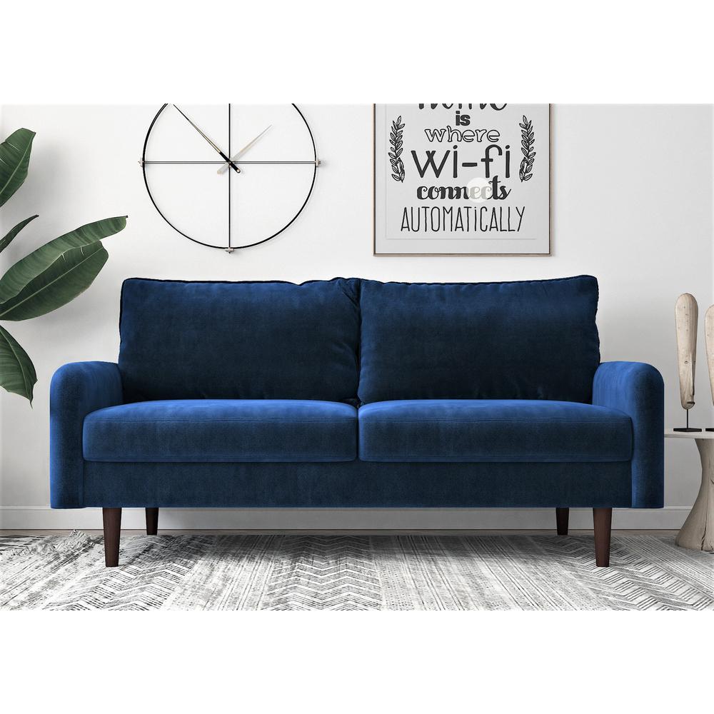 Us Pride Furniture Vivo 71 6 In Space Blue Velvet 3 Seater Lawson Sofa With Tapered Legs S5621 S The Home Depot