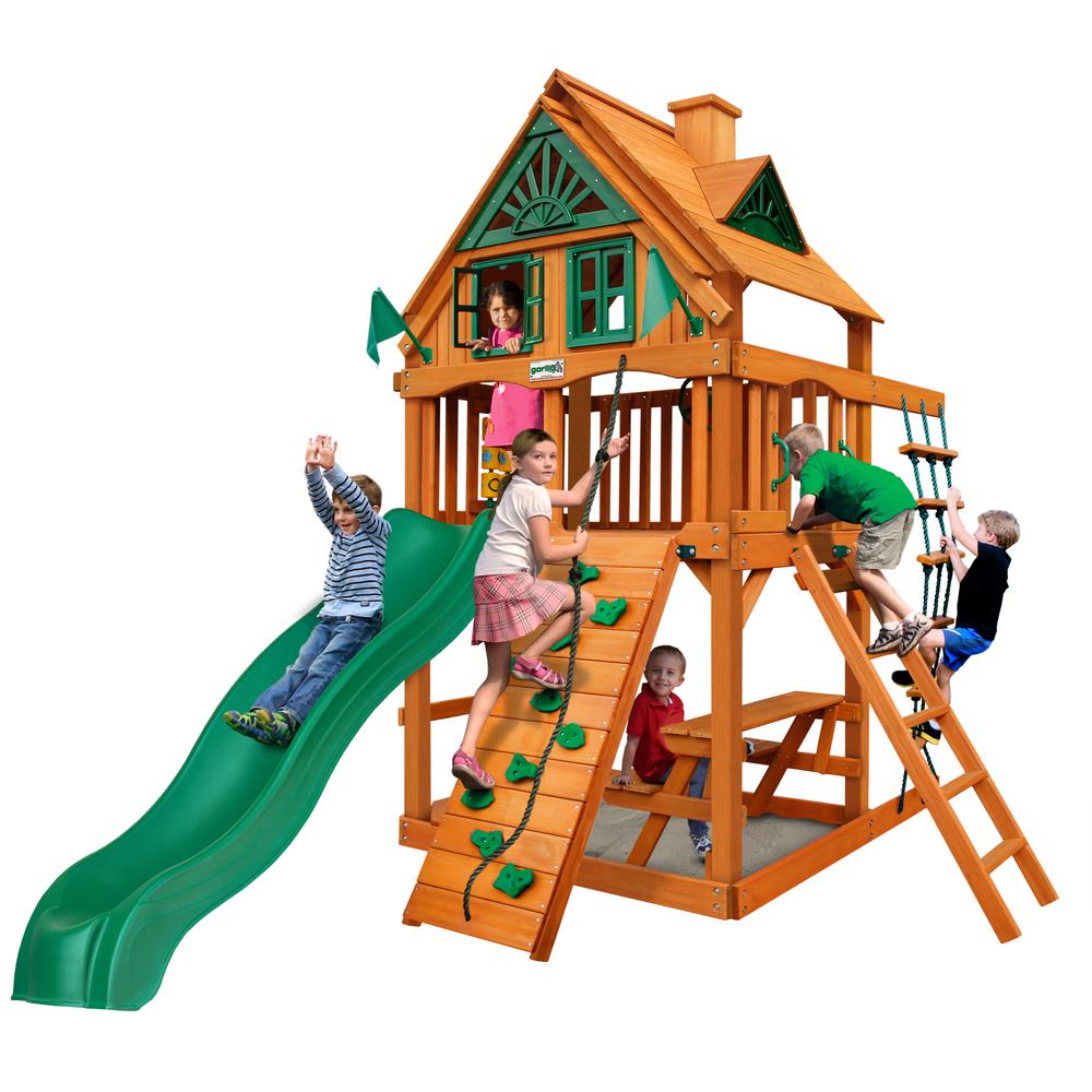 Climbing Rope Playsets Playground Sets Equipment The Home Depot Cau Tower Treehouse Cedar Playset With Natural Posts