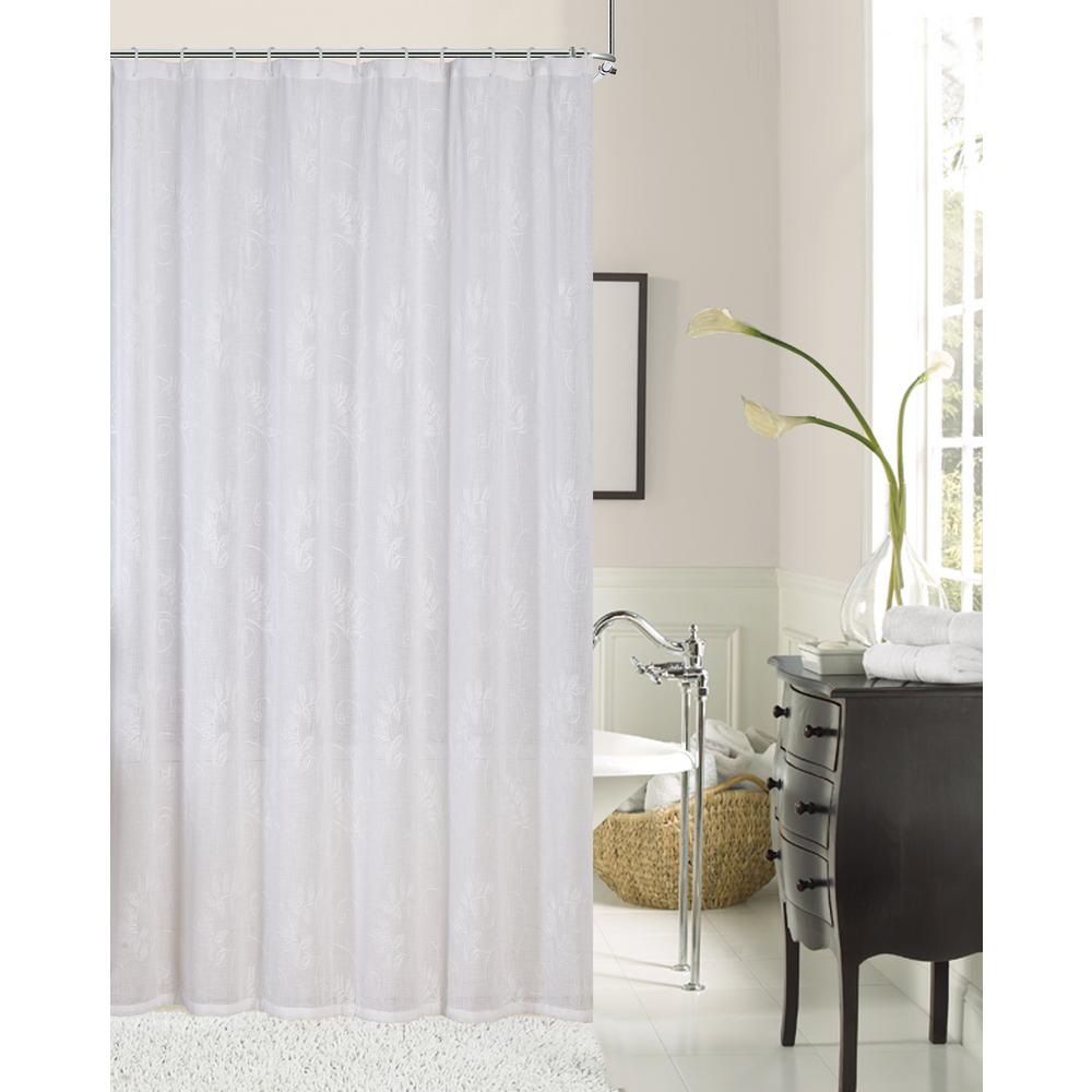 Dainty Home Rebecca 72 In Ivory Embroidered Shower Curtain