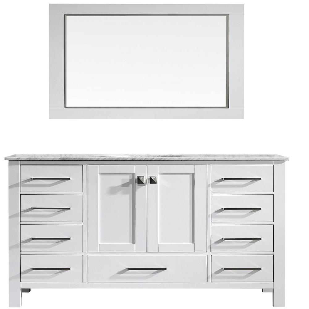 Eviva Aberdeen 60 In W X 22 In D X 34 In H Vanity In White With