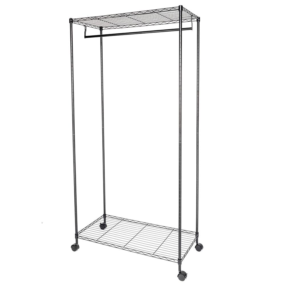 Double Layer 35 In X 71 Carbon Steel Black Garment Rack