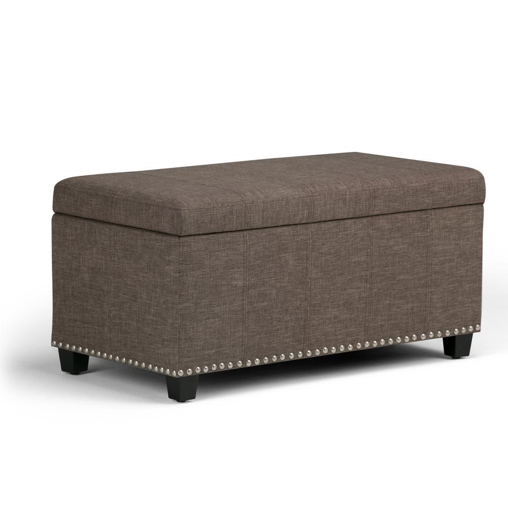 UPC 840469019171 product image for Simpli Home Amelia 34 in. Traditional Storage Ottoman in Fawn Brown Linen Look F | upcitemdb.com