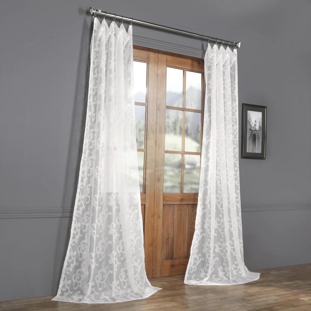 Exclusive Fabrics Furnishings Paris Scroll White Patterned Linen