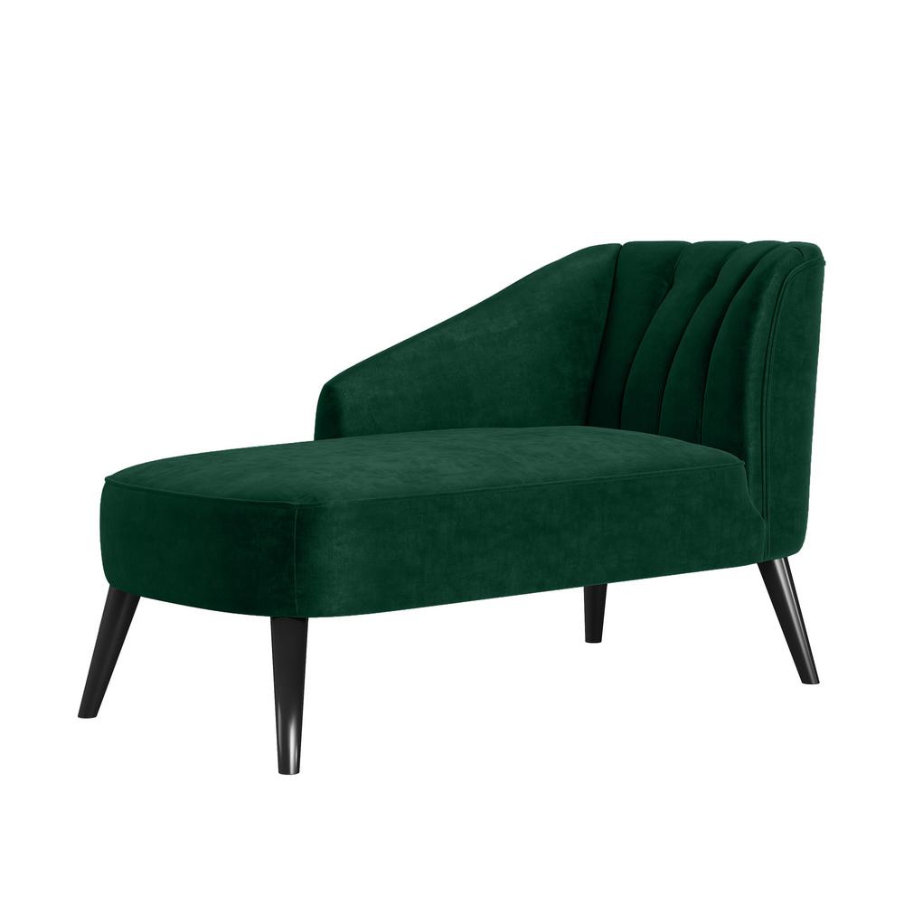 handy living phoria emerald green velvet channel tufted chaise  lounge340clvbf60684  the home depot