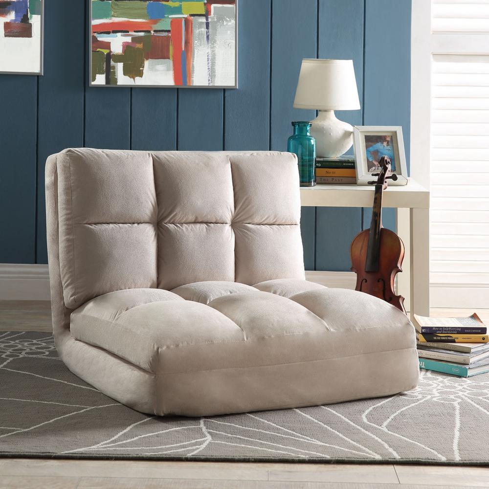 Loungie Microsuede Beige Flip Floor Chair Convertible Lounger