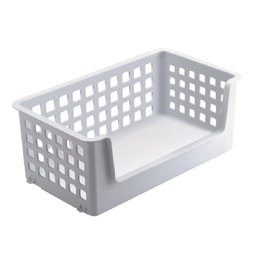 Rubbermaid Slide N Stack 14 In White Basket Fg5582rdwht The