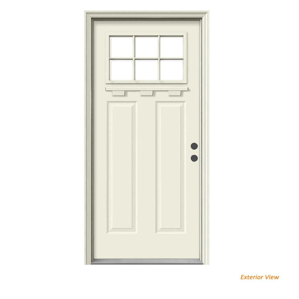 Jeld Wen 36 In X 80 6 Lite Craftsman Primed Steel Prehung Jeld Wen 36 In X 80 6 Lite Craftsman Primed Steel