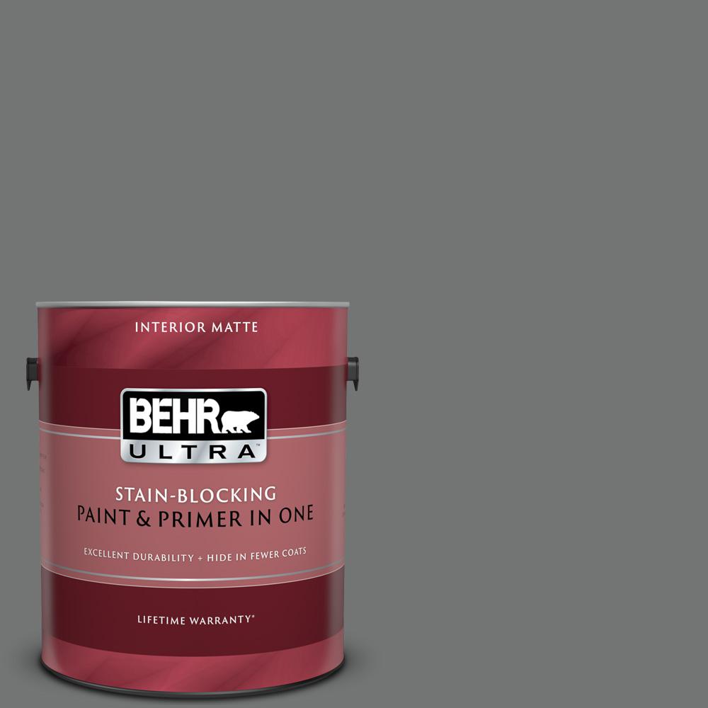 1 gal. #N520-5 Iron Mountain Matte Interior Paint and Primer in One