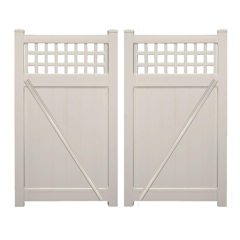 Weatherables Scottsdale 7.4 ft. W x 6 ft. H Tan Vinyl Privacy Fence Double Gate KitDTPRSQLAT