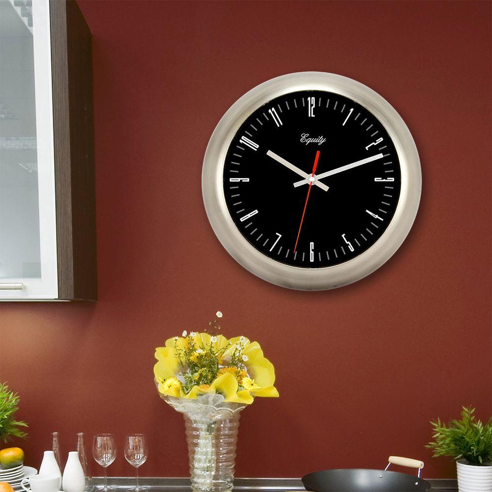 Equity by La Crosse 11 in. H Round Metal Wall Clock-20801 - The Home Depot