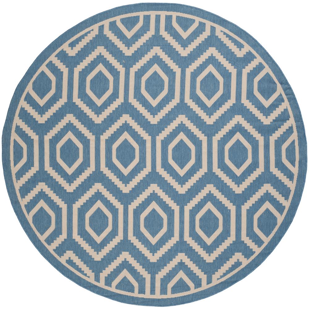 Safavieh Courtyard Blue/Beige 8 ft. x 8 ft. Indoor/Outdoor Round Area