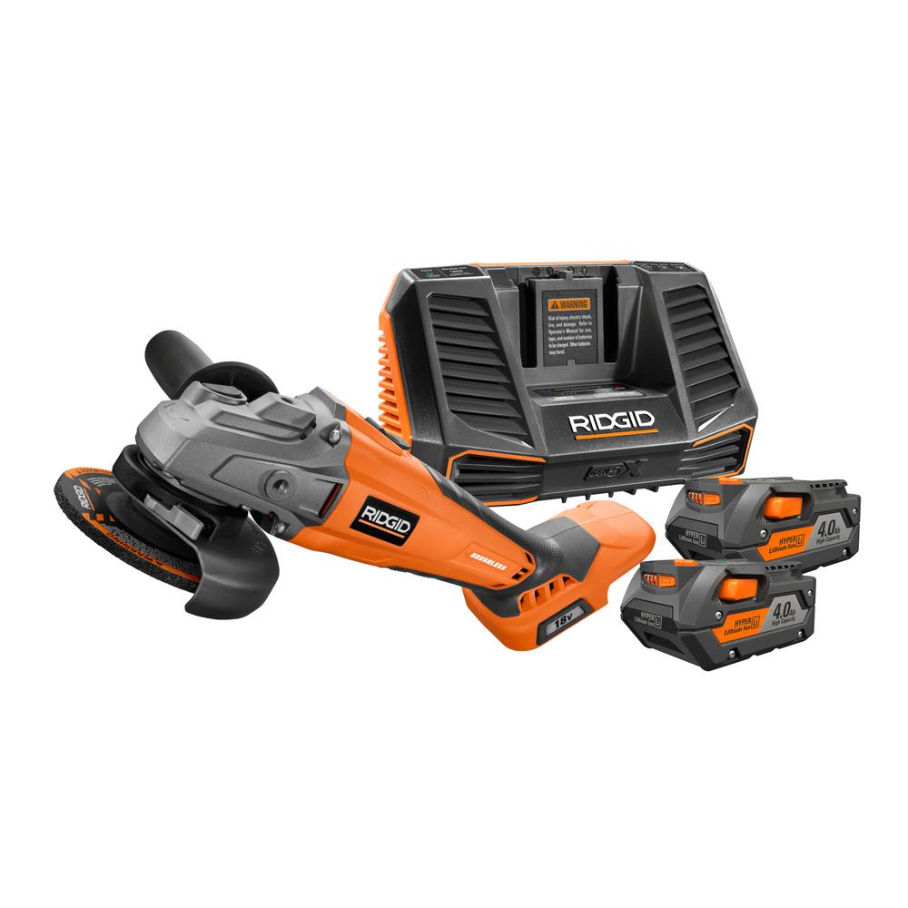 RIDGID 18Volt Cordless LithiumIon Brushless Grinder Kit with (2) 4