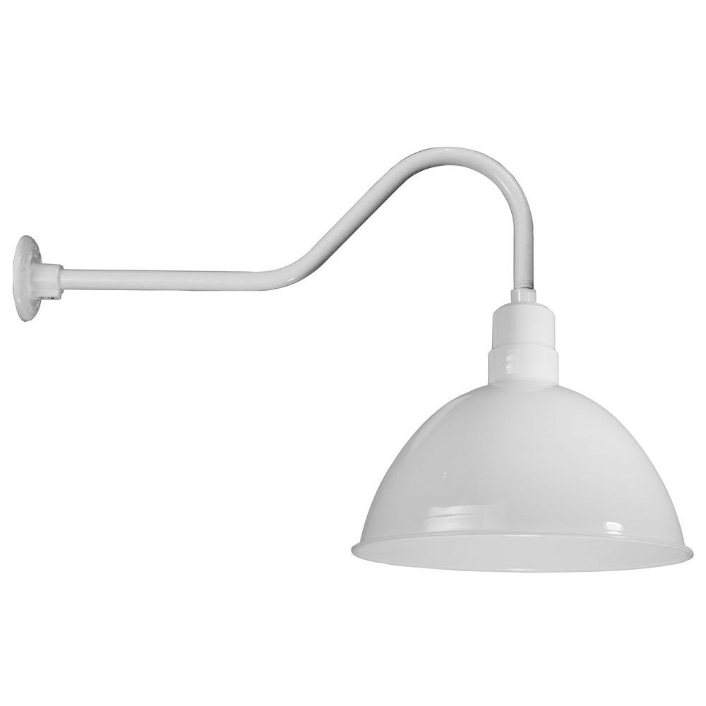 Illumine 1-Light Outdoor White Deep Bowl Semi-Flush Mount ...
