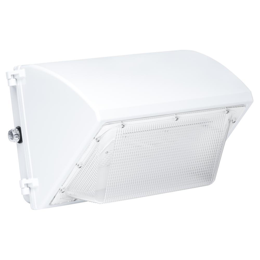 350Watt Equivalent Integrated LED White Fixture Photocell IP65 Waterproof Wall Pack Light 5000K