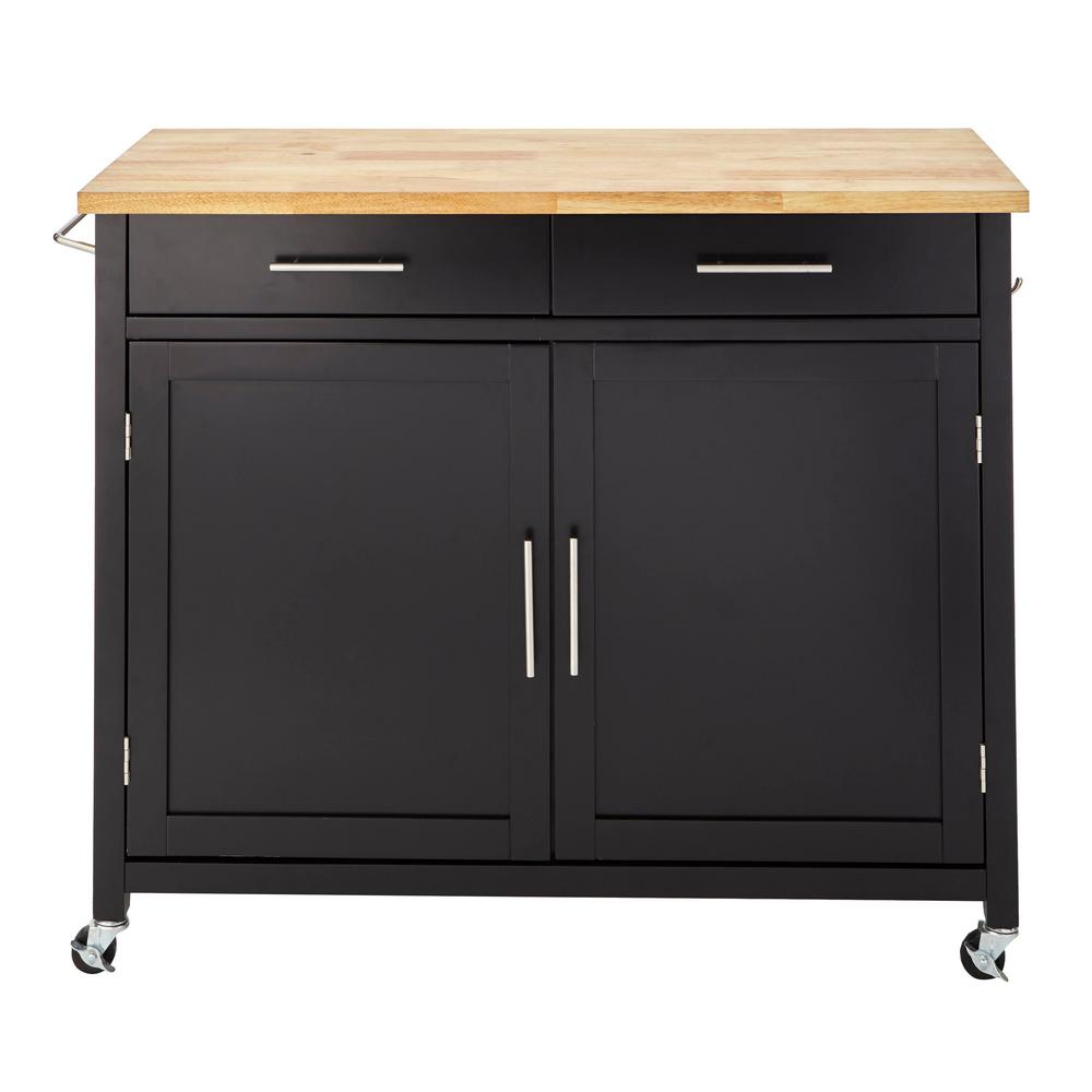 StyleWell Glenville Black Kitchen Cart with 2 Drawers-SK17787Cr2-EBB ...