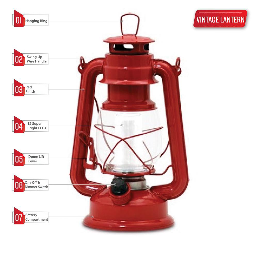 Northpoint Vintage Red Battery Operated Led Lantern 2 Pack 190492 2 The Home Depot